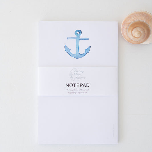 Anchor Notepad with watercolor illustration by Danielle Driscoll | Finding Silver Pennies #notepad #watercolor #stationery