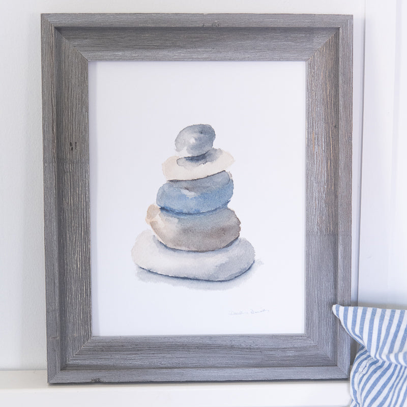 Beach Rocks Giclee Print Driftwood Frame