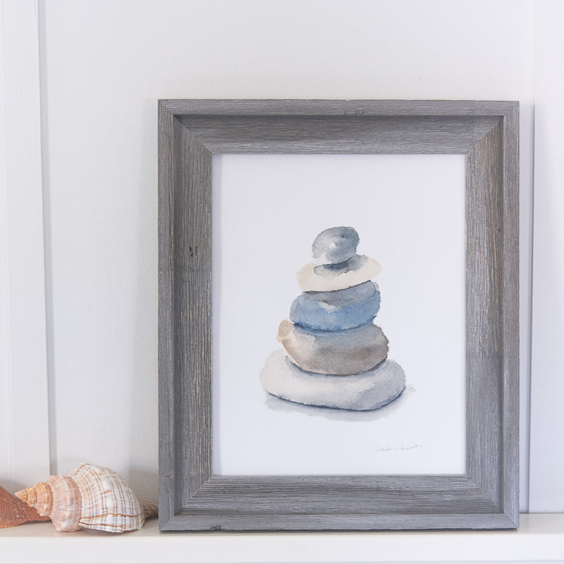 Beach Rocks Giclee Print Driftwood Frame