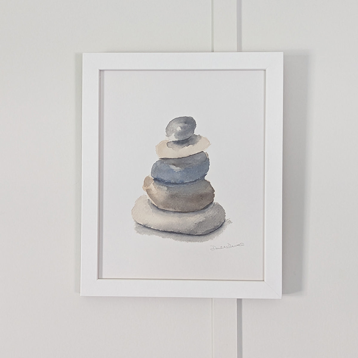 Beach Rocks Giclee Print in white frame