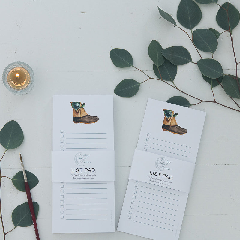 Winter Boot List Pad | Finding Silver Pennies #watercolor #stationery #findingsilverpennies