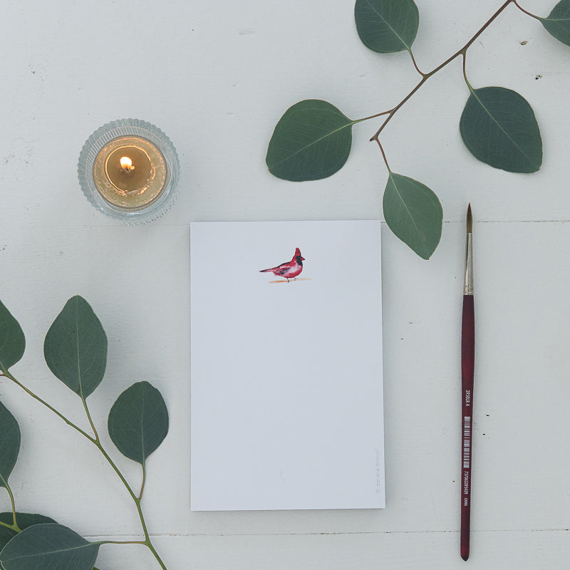 Cardinal Watercolor Mini Notepad | Finding Silver Pennies #watercolor #cardinal #findingsilverpennies