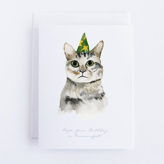 Watercolor Cat Birthday Card | Finding Silver Pennies #watercolor #watercolorcat #catbirthdaycard