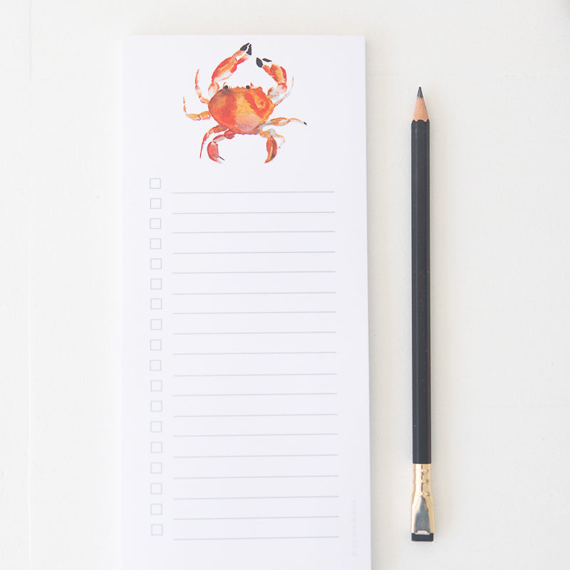 Crab List Pad by Danielle Driscoll | Finding Silver Pennies #watercolor #stationery #notepad #listpad #summer
