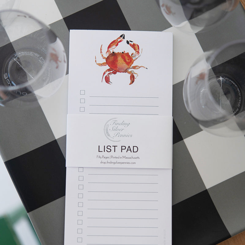 Crab List Pad by Danielle Driscoll | Finding Silver Pennies #watercolor #stationery #notepad #listpad #summer