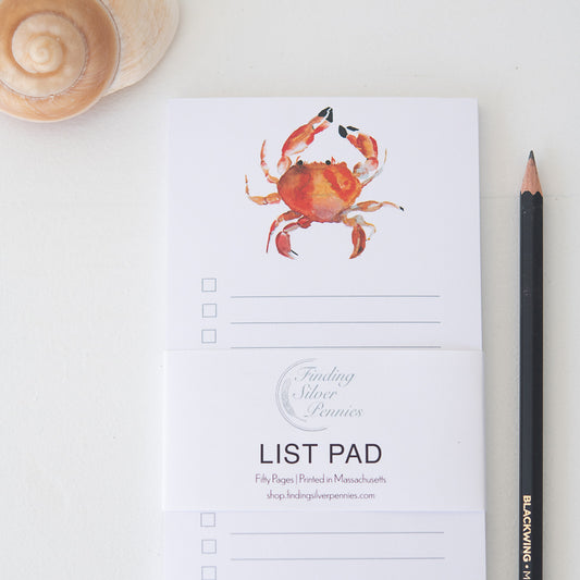 Crab List Pad by Danielle Driscoll | Finding Silver Pennies #watercolor #stationery #notepad #listpad #summer