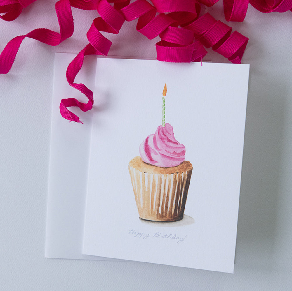 Birthday Cupcake Watercolor Card | Finding Silver Pennies #watercolorcupcake #birthdaycard #findingsilverpennies