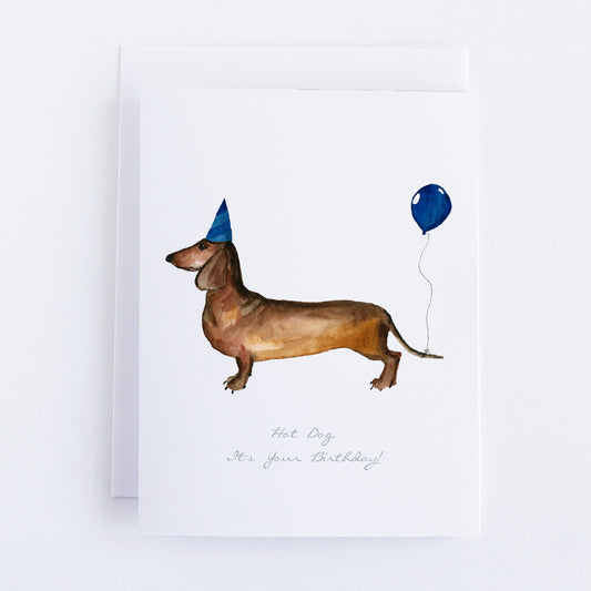 Watercolor Dachshund Birthday Card | Finding Silver Pennies #bithdaycards #findingsilverpennies #dachshundbirthdaycard