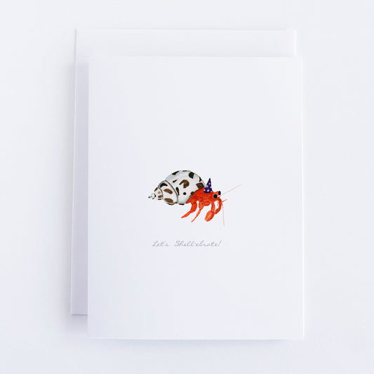Watercolor Hermit Crab Birthday Card | Finding Silver Pennies #watercolor #birthdaycard #hermitcrab