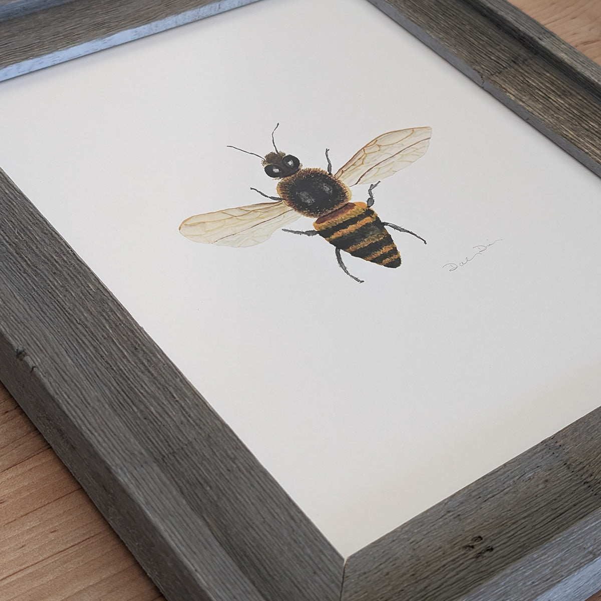 Honey Bee Giclée Print in driftwood frame | Finding Silver Pennies
