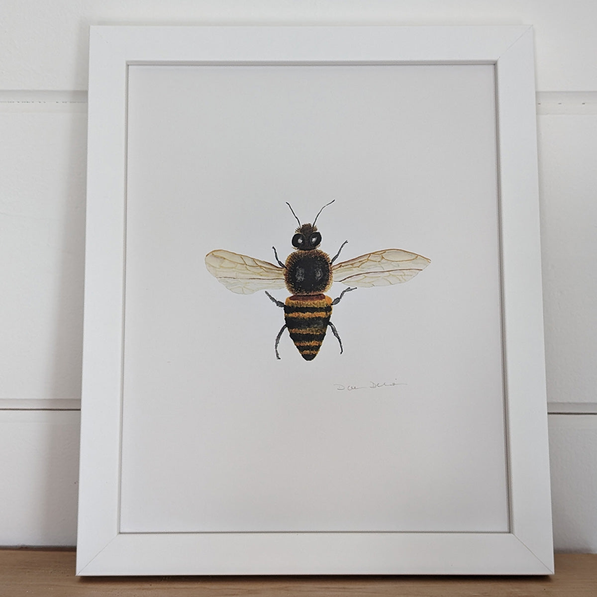 Honey Bee Giclée Print  in white frame | Finding Silver Pennies