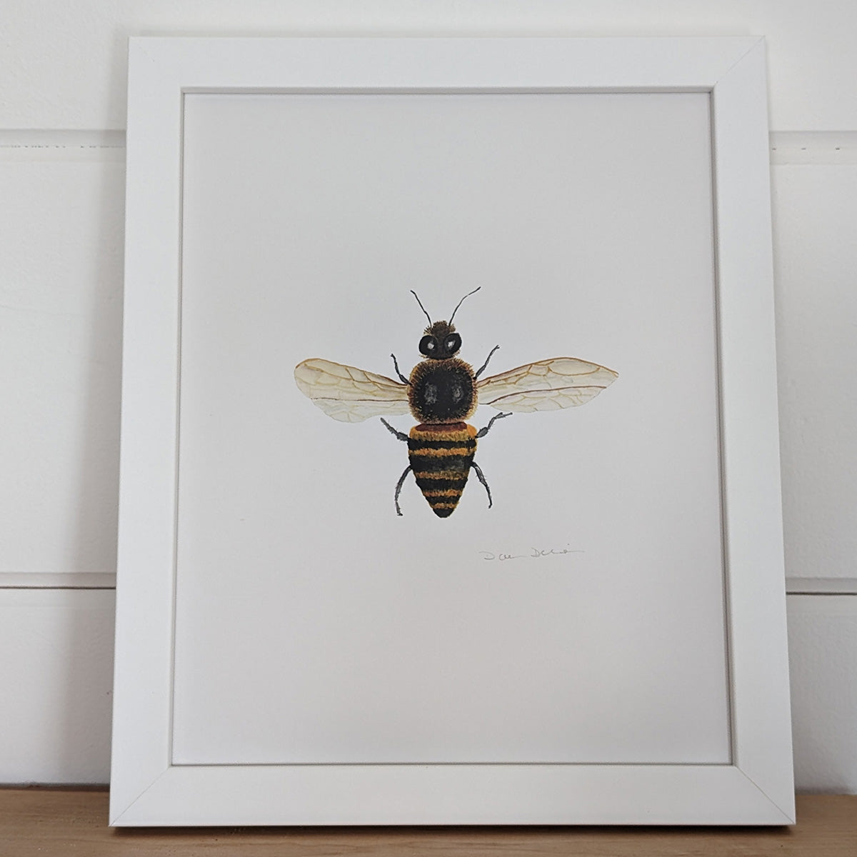 Honey Bee Giclée Print in white frame | Finding Silver Pennies
