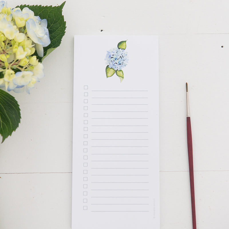 Watercolor Hydrangea List Pad | Finding Silver Pennies