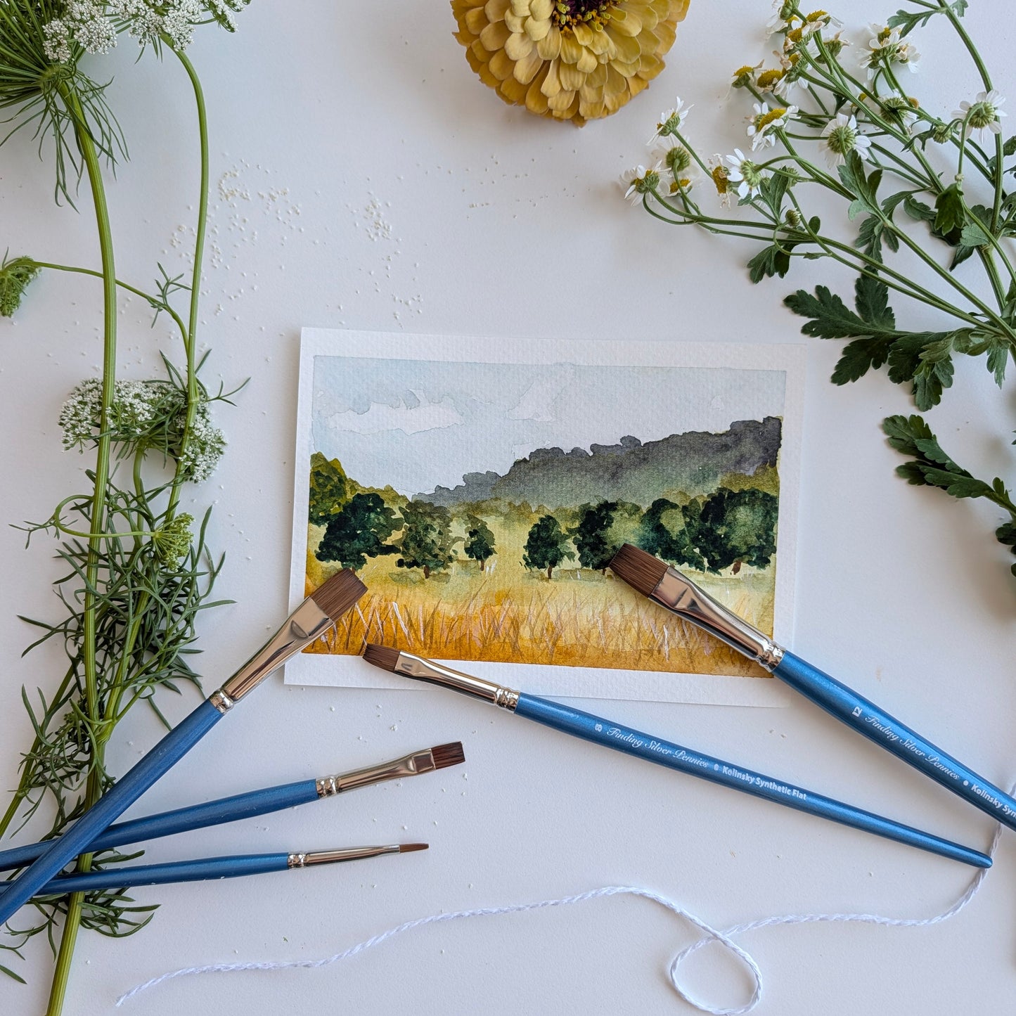 Landscape with flat brushes