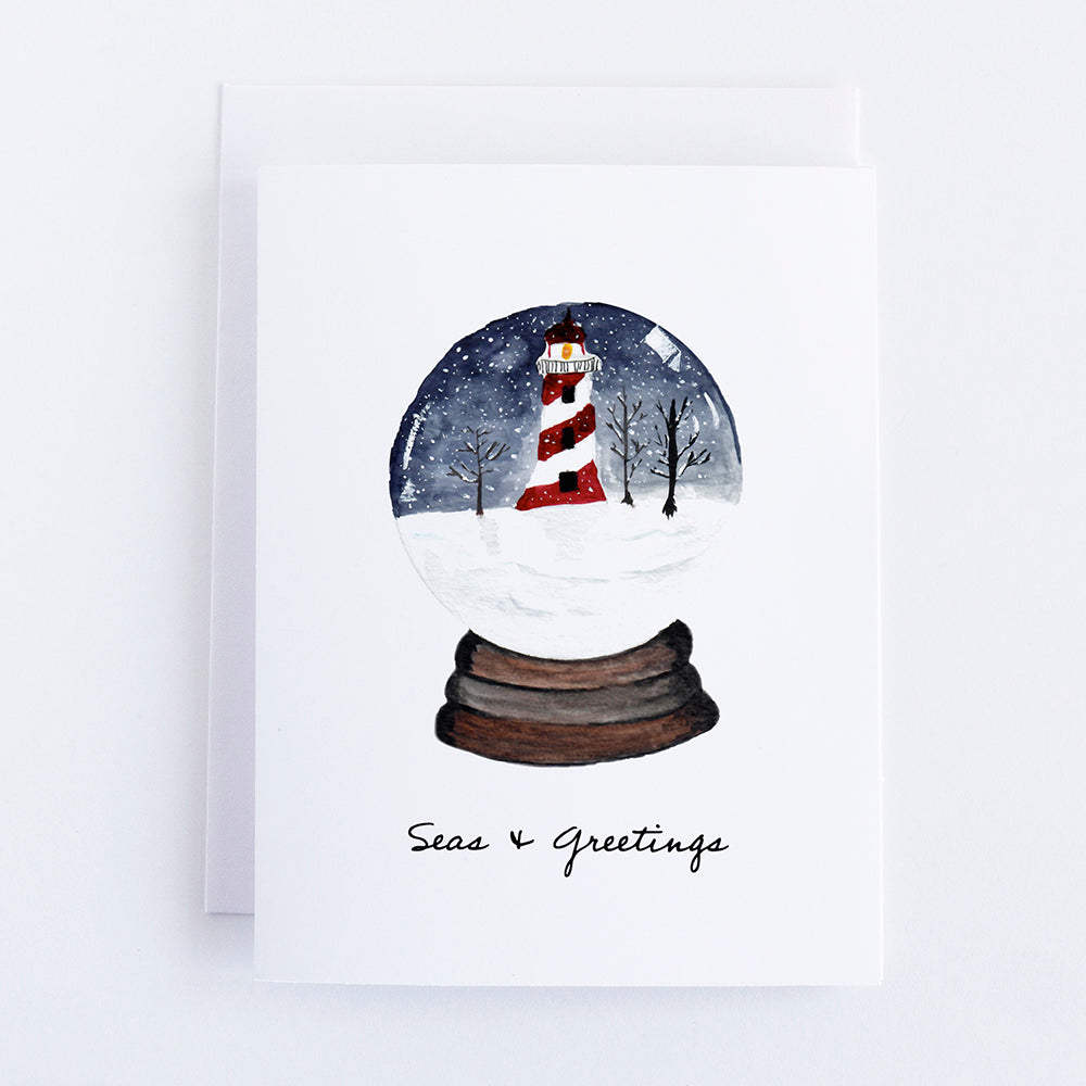 Lighthouse Snow Globe Card Illustrated by Danielle Driscoll | Finding Silver Pennies