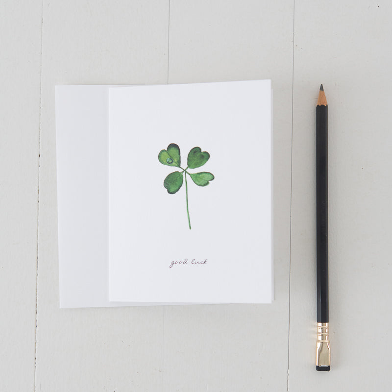 Good Luck Four Leaf Clover Note Card by Finding Silver Pennies