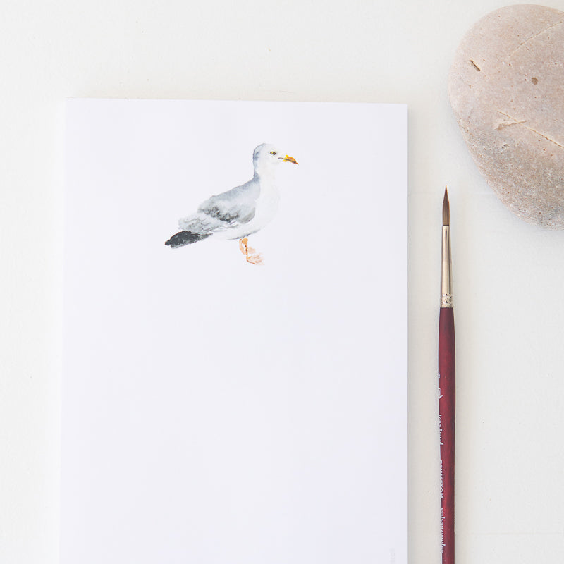 Seagull Notepad by Danielle Driscoll | Finding Silver Pennies #notepad #watercolor #seagull #summer #coastal
