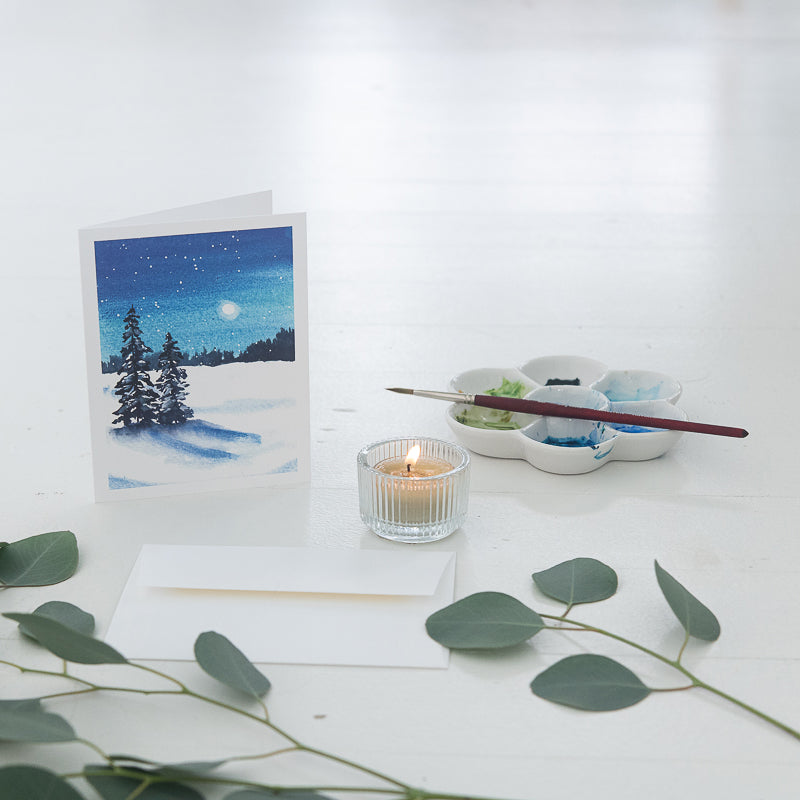Snow Day Watercolor Card | Finding Silver Pennies #watercolor #snowscene #stationery