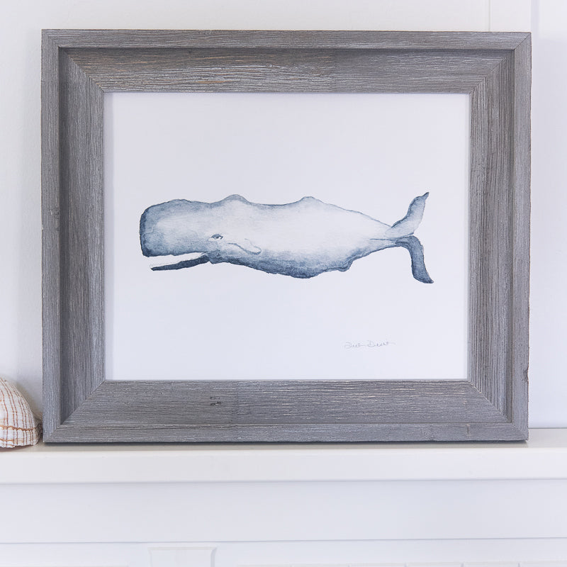 Whale Giclee Print in Driftwood Frame