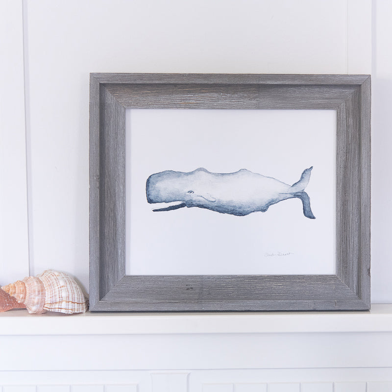 Whale Giclee Print in Driftwood Frame