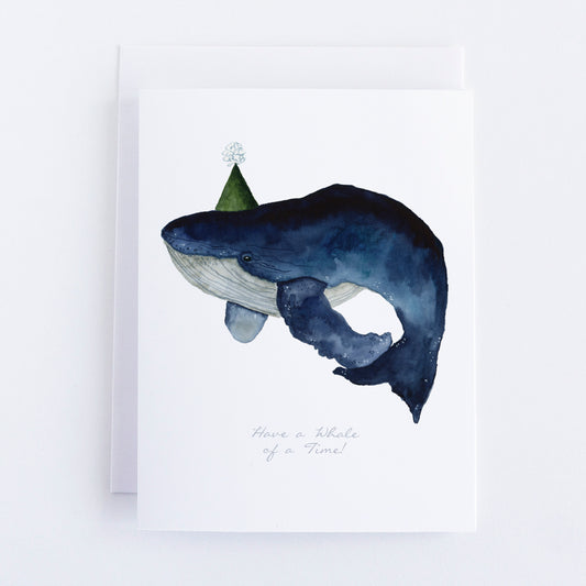 Watercolor Blue Whale Birthday Card | Finding Silver Pennies #watercolor #birthdaycard #bluewhale #bluewhalebirthdaycard