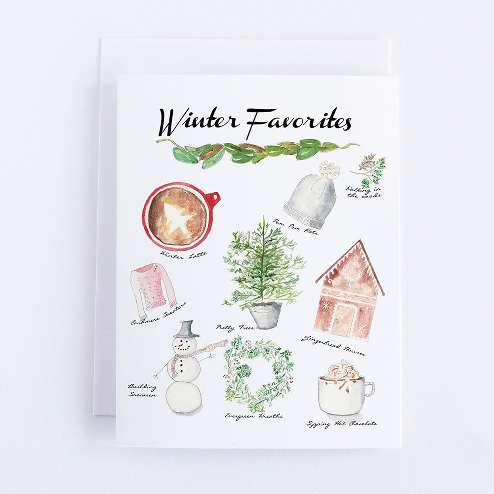 Winter Favorites Card Illustrated by Danielle Driscoll | Finding Silver Pennies