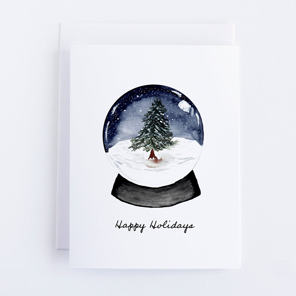 Winter Snow Globe Note Card illustrated by Danielle Driscoll | Finding Silver Pennies
