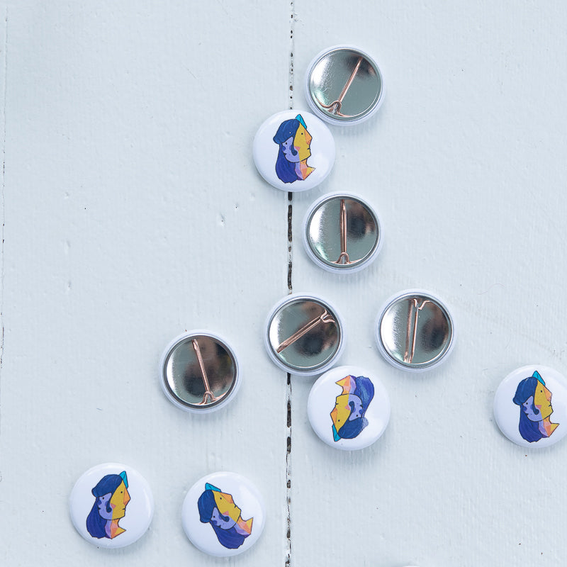 Two Faced Round 1" pins
