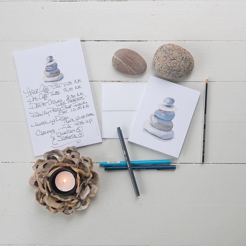 Beach Rocks Note Cards and Notepads with pens and pencils