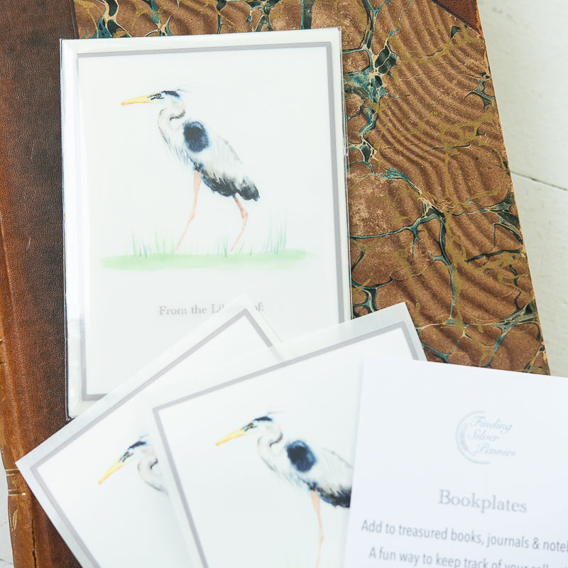 Great Blue Heron Bookplates by Danielle Driscoll | Finding Silver Pennies