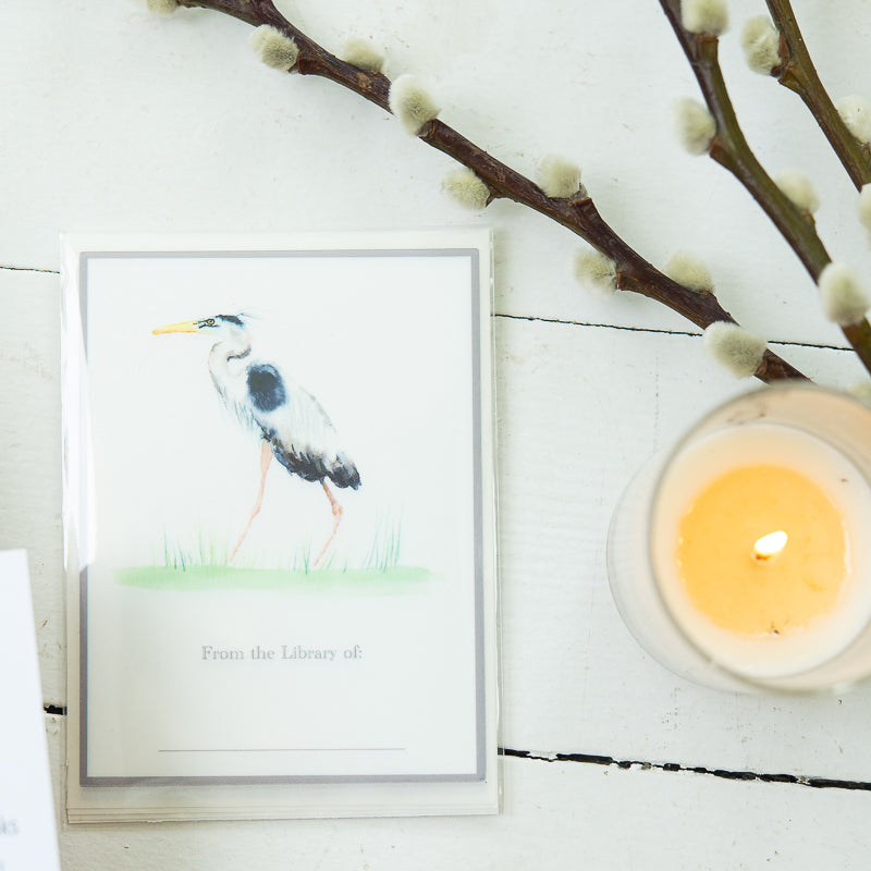 Great Blue Heron Bookplates by Danielle Driscoll | Finding Silver Pennies