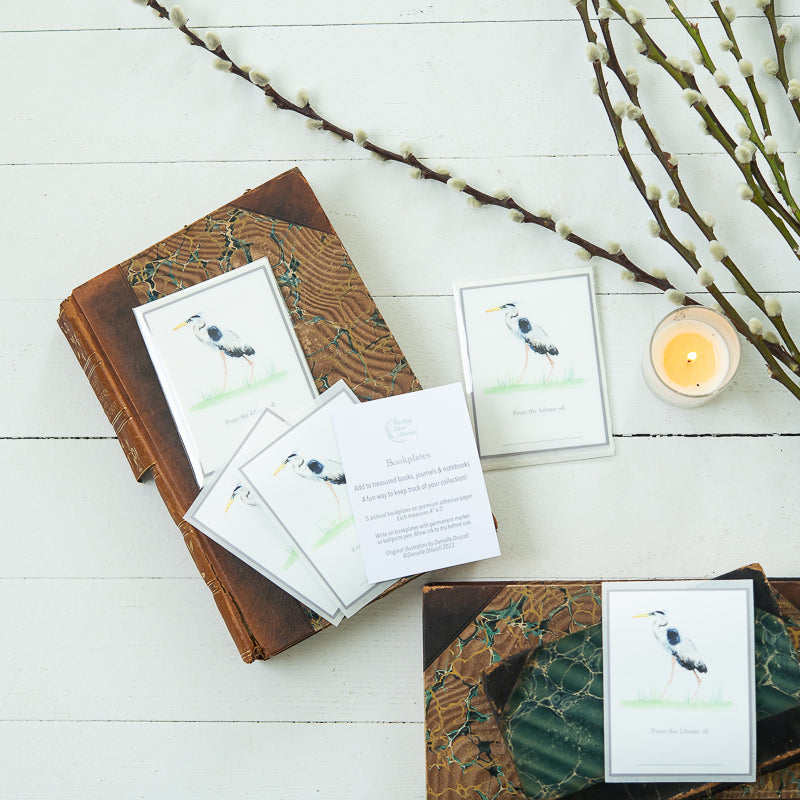 Great Blue Heron Bookplates by Danielle Driscoll | Finding Silver Pennies