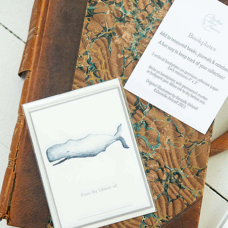 Whale bookplates by Danielle Driscoll | Finding Silver Pennies