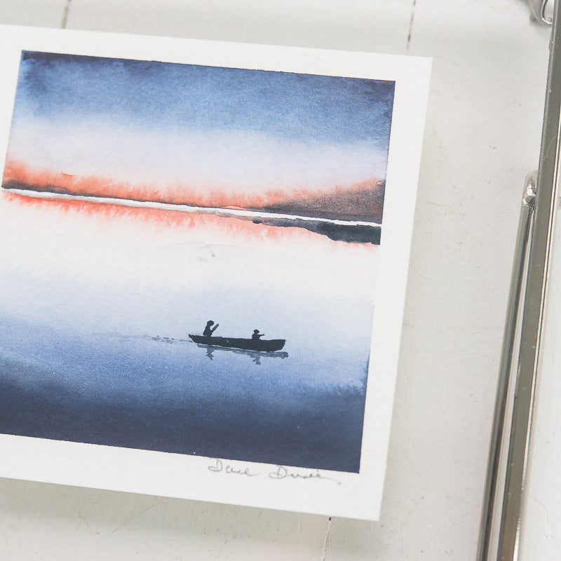Canoe at Dusk Original Painting by Danielle Driscoll | Finding Silver Pennies #watercolor #canoe #sunset