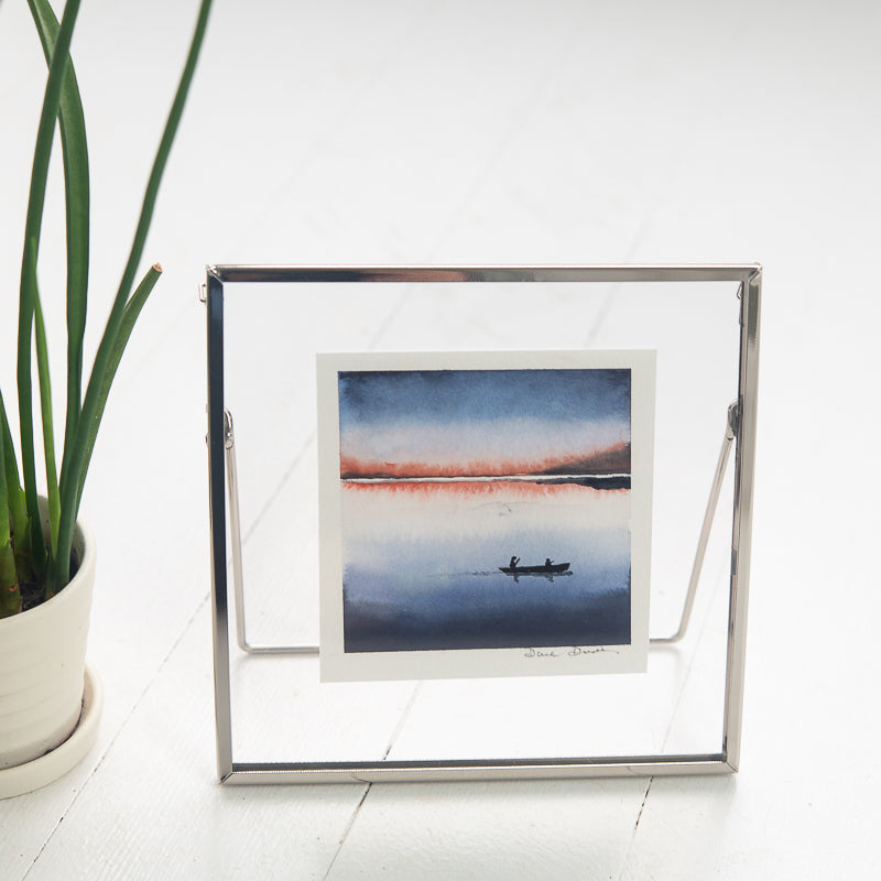 Canoe at Dusk Original Painting by Danielle Driscoll | Finding Silver Pennies #watercolor #canoe #sunset