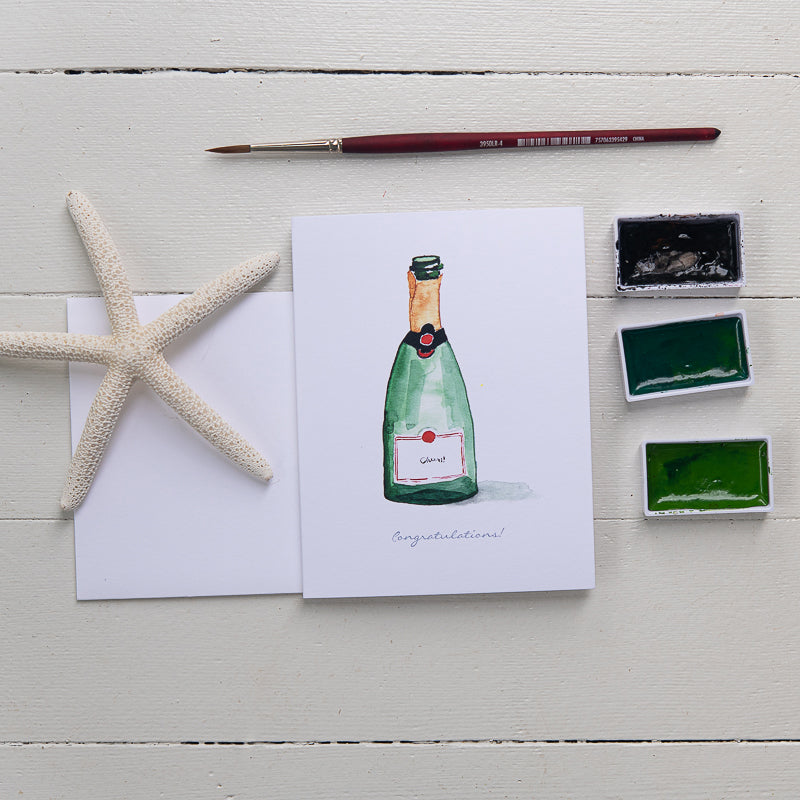 Champagne Watercolor Note Cards by Danielle Driscoll | Finding Silver Pennies