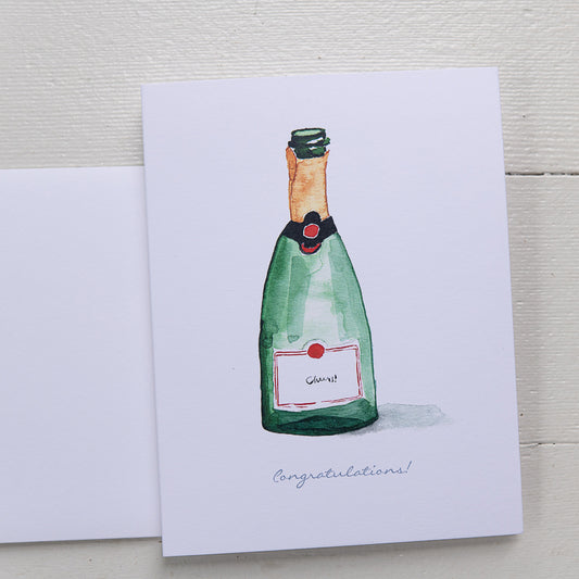 Champagne watercolor note card by Danielle Driscoll | Finding Silver Pennies