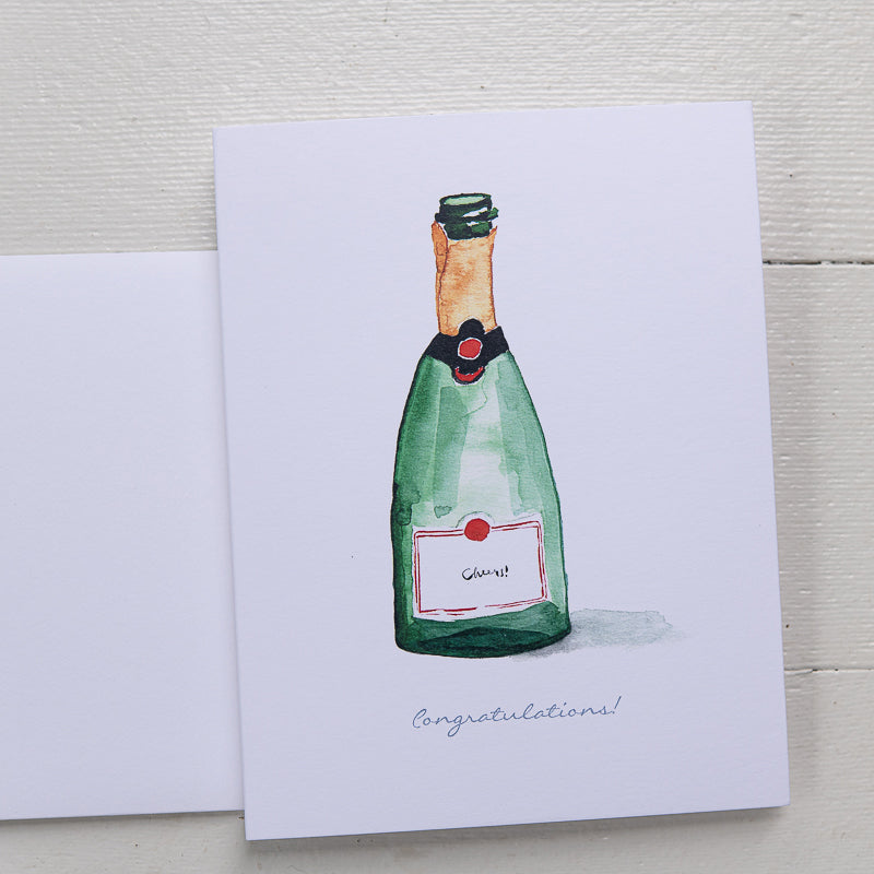 Champagne watercolor note card by Danielle Driscoll | Finding Silver Pennies
