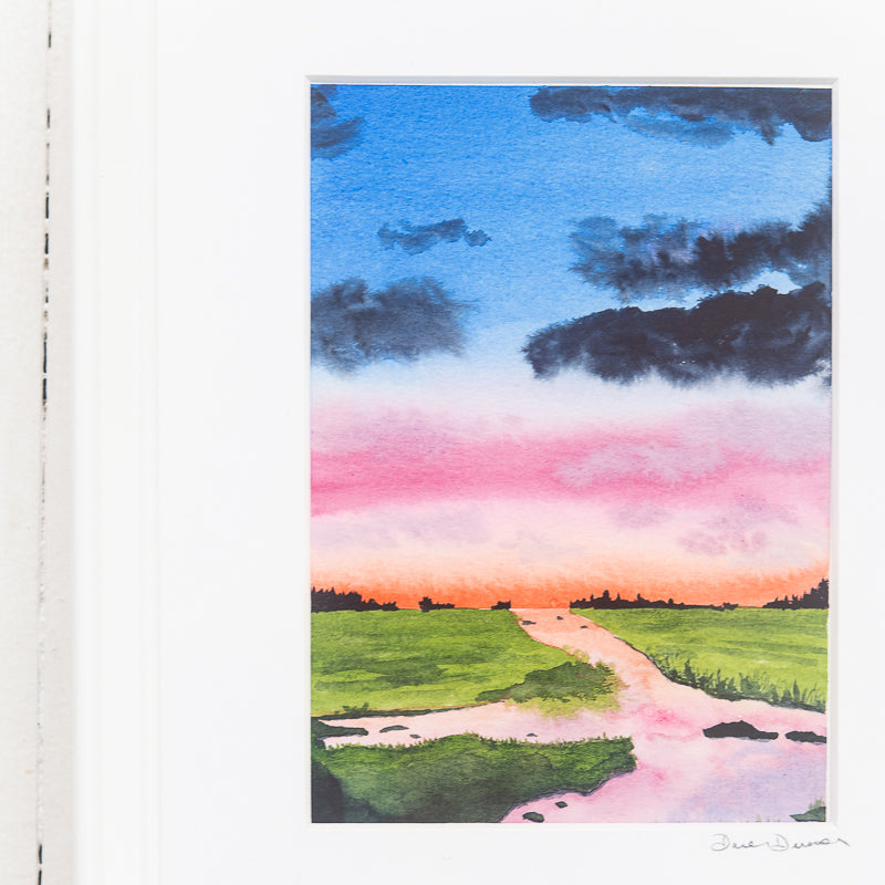 Cotton Candy Sky Marsh - Original Painting by Danielle Driscoll | Finding Silver Pennies #watercolor #watercolorart #marsh
