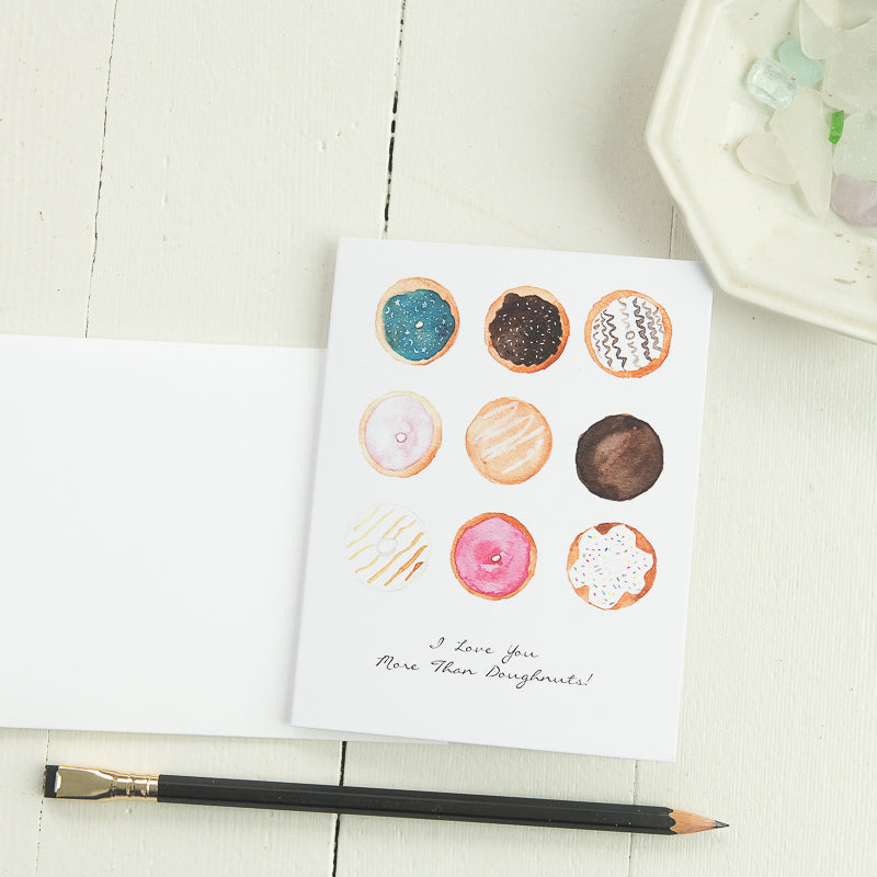 Doughnut Watercolor Note Card by Danielle Driscoll | Finding Silver Pennies