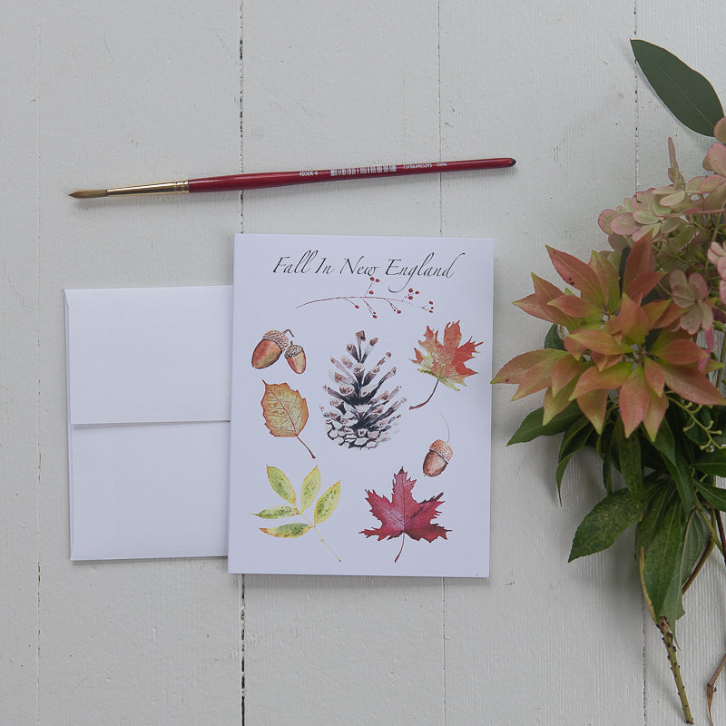 Fall in New England Note Card with florals