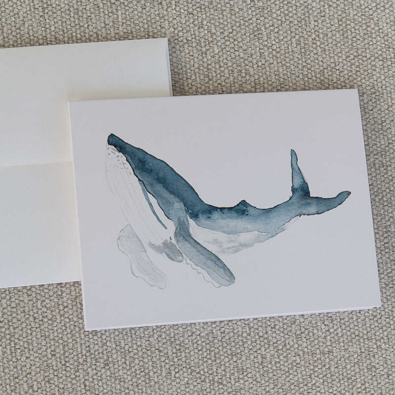 watercolor whale note card