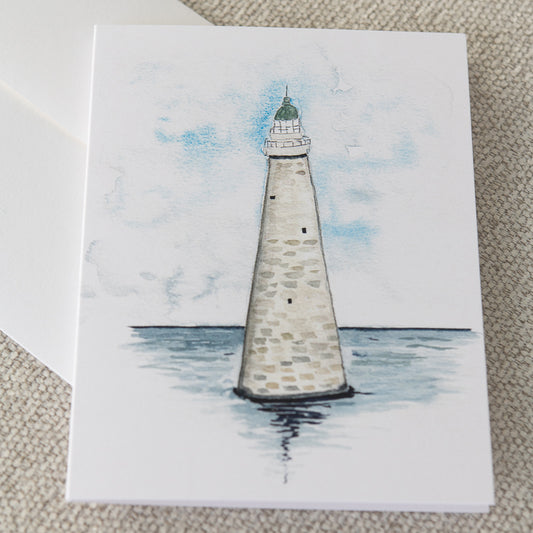 Minot Lighthouse Watercolor Note Card