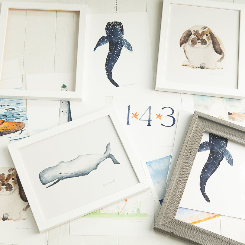 Collection of framed and unframed prints