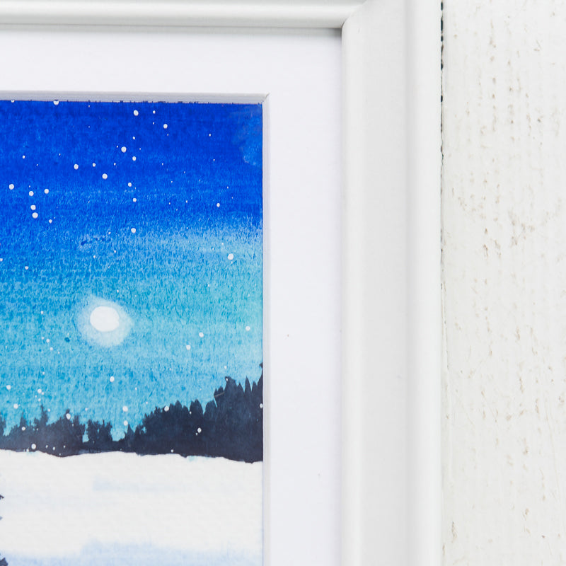 Snowy Trees original painting by Danielle Driscoll | Finding Silver Pennies #watercolor #snowytrees #winter