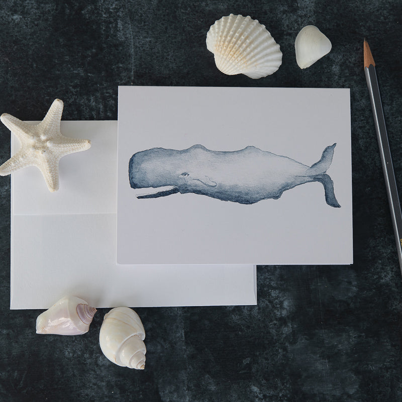 Watercolor Sperm Whale Note Card