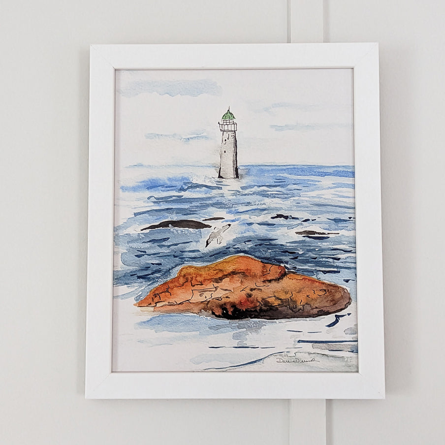 Sunny Day at Minot Framed Print White Frame - Original Watercolor by Danielle Driscoll