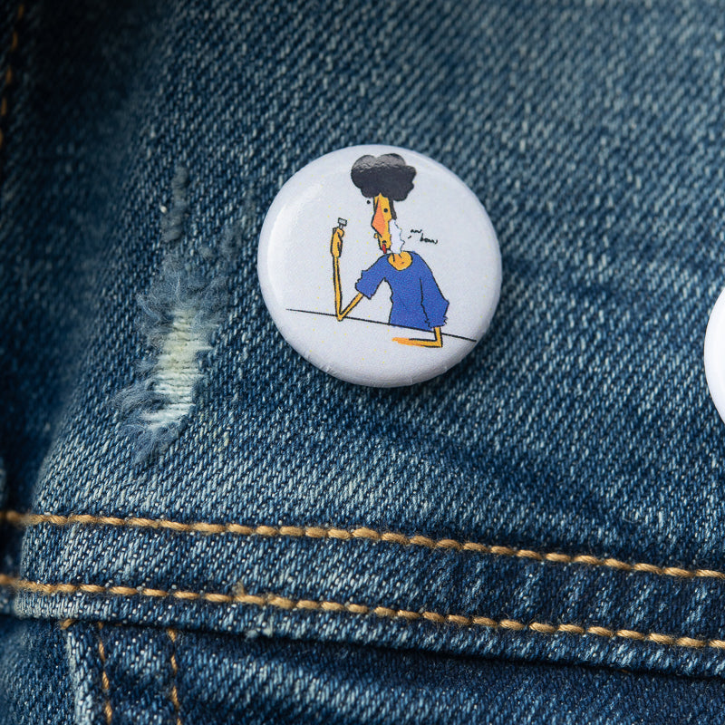 "Aw, beans" pin of person shaving
