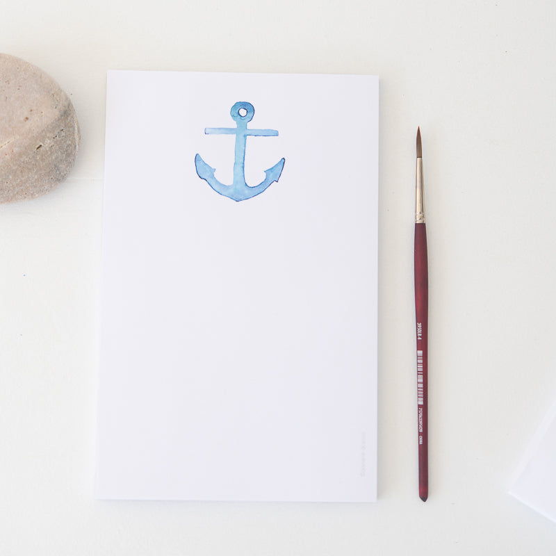 Anchor Notepad with watercolor illustration by Danielle Driscoll | Finding Silver Pennies #notepad #watercolor #stationery