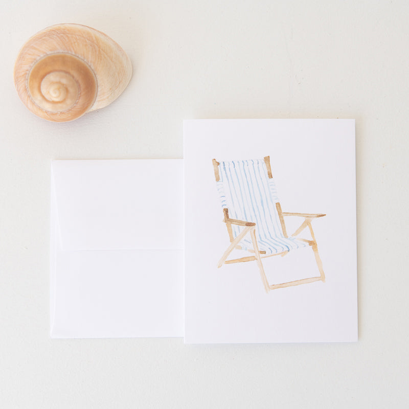 Beach Chair Note Card by Danielle Driscoll | Finding Silver Pennies #beachchair #watercolor #notecard #summer